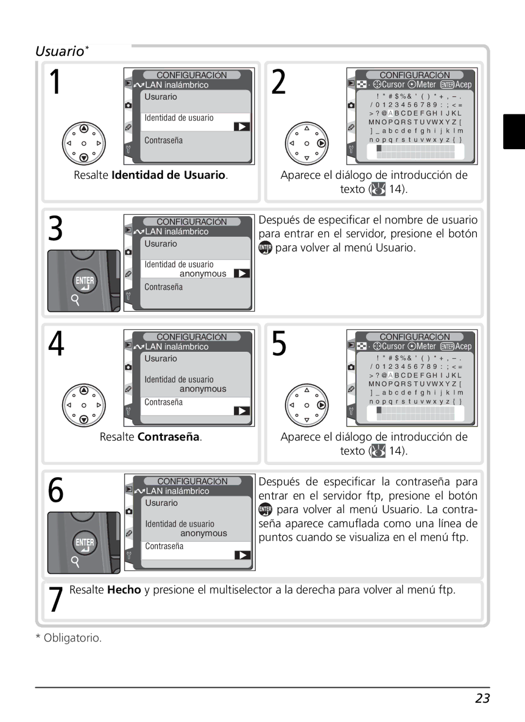 Nikon WT-1 user manual Resalte Identidad de Usuario 