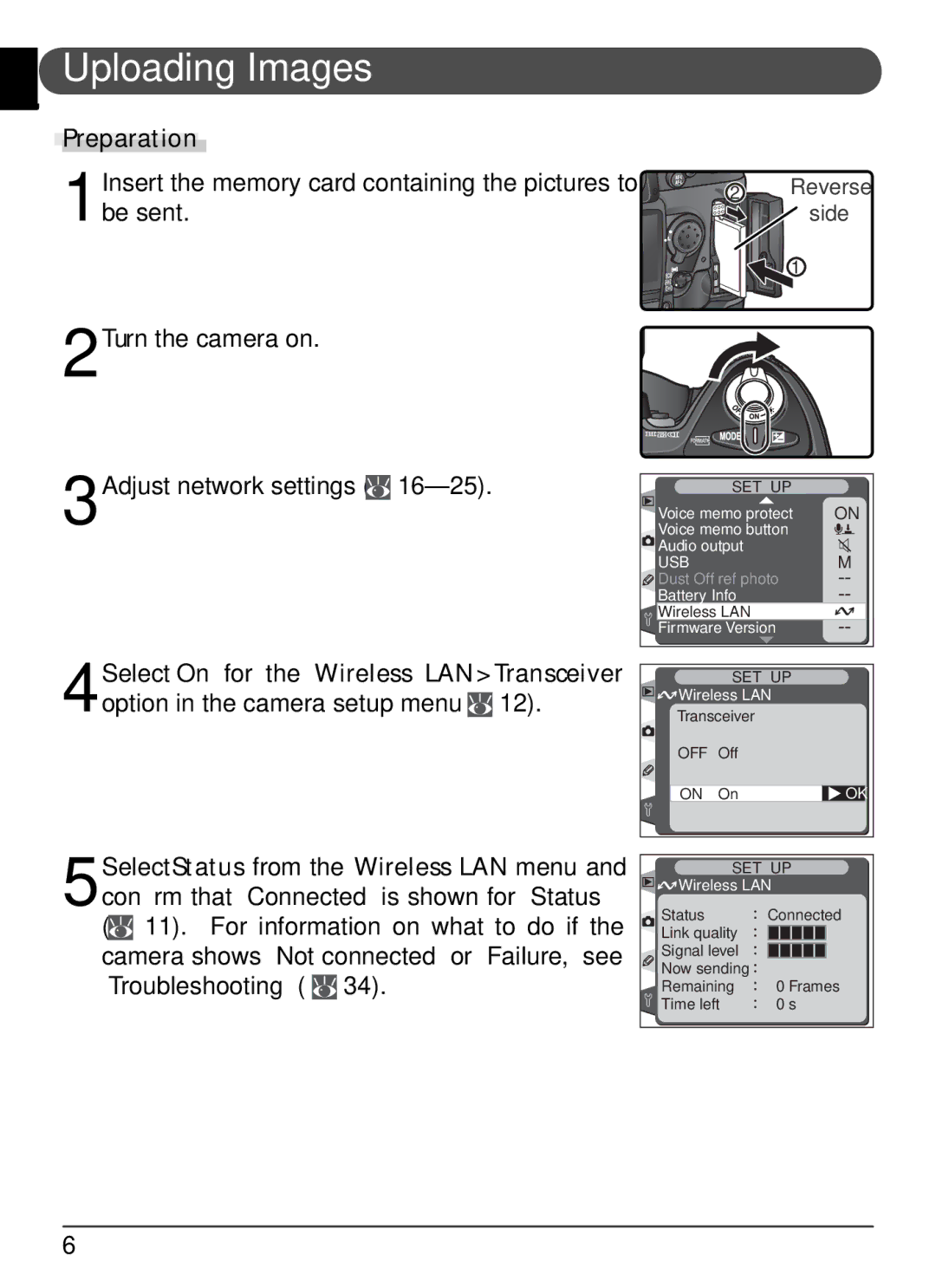 Nikon WT-1 user manual Uploading Images, Preparation 