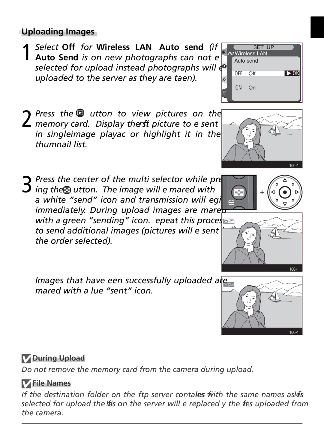 Nikon WT-1 user manual During Upload 