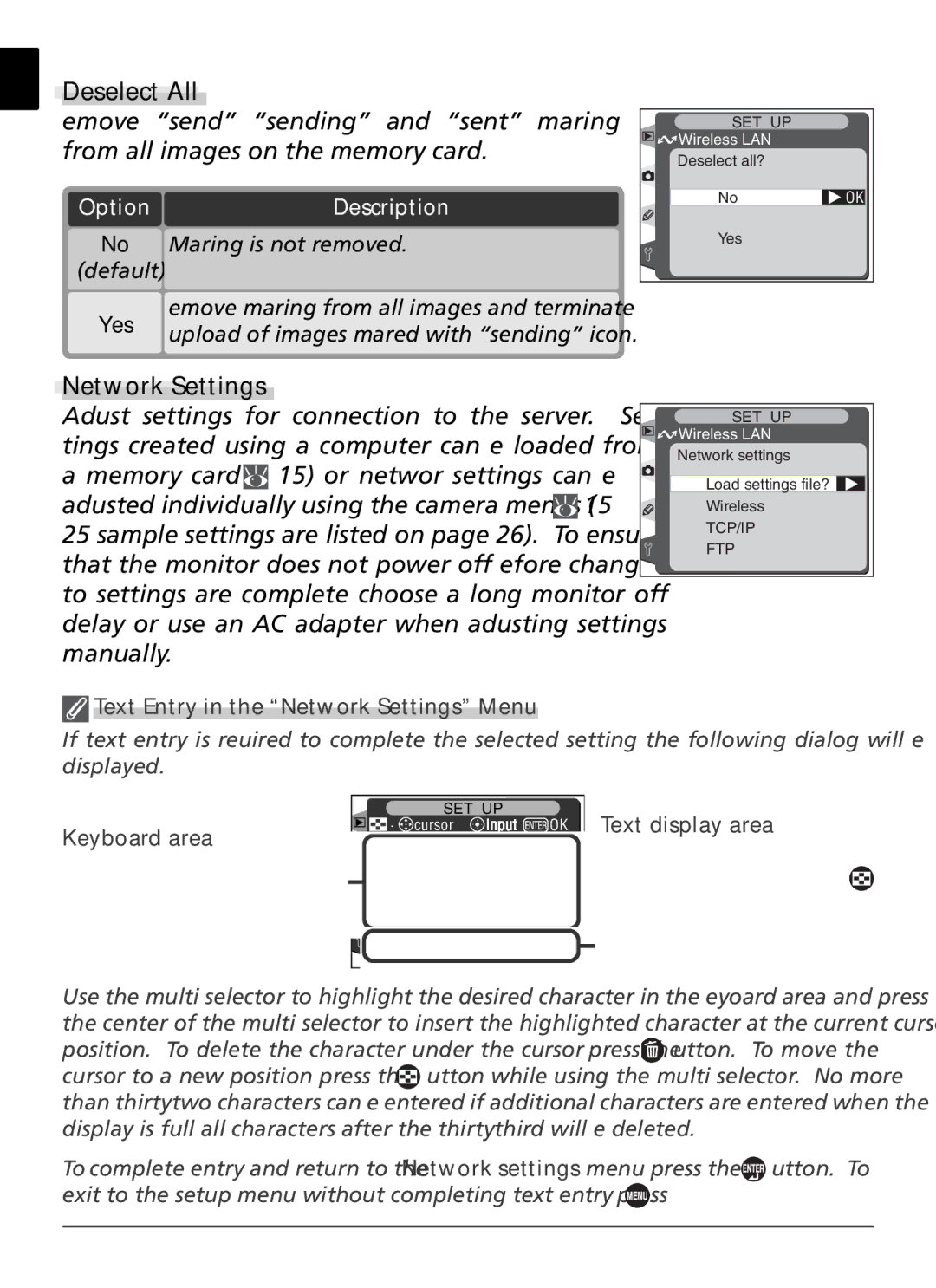 Nikon WT-1 user manual Deselect All, Network Settings, Yes 