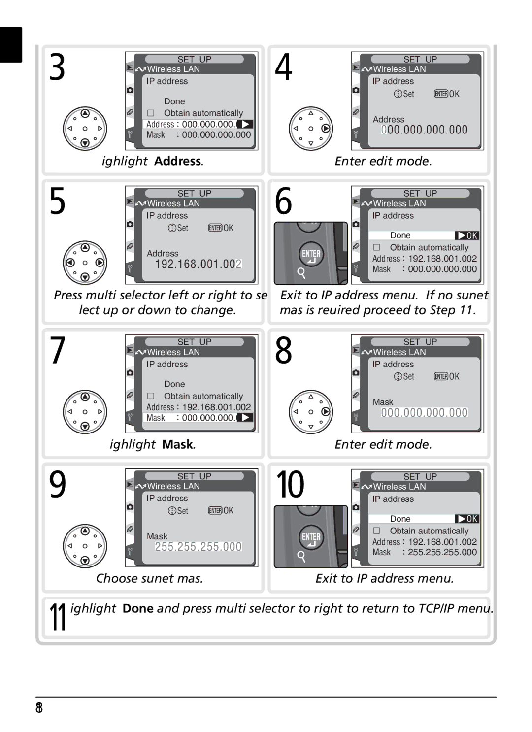 Nikon WT-1 user manual Highlight Address 