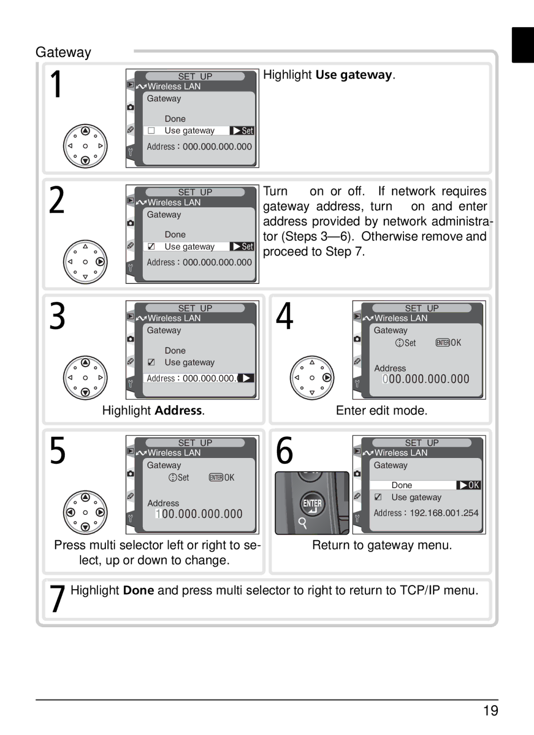 Nikon WT-1 user manual Gateway, Highlight Use gateway 