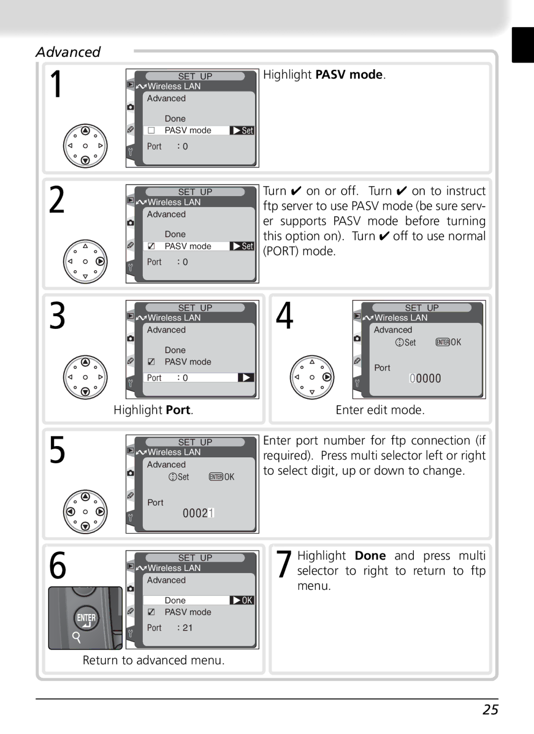 Nikon WT-1 user manual Advanced, Enter edit mode 