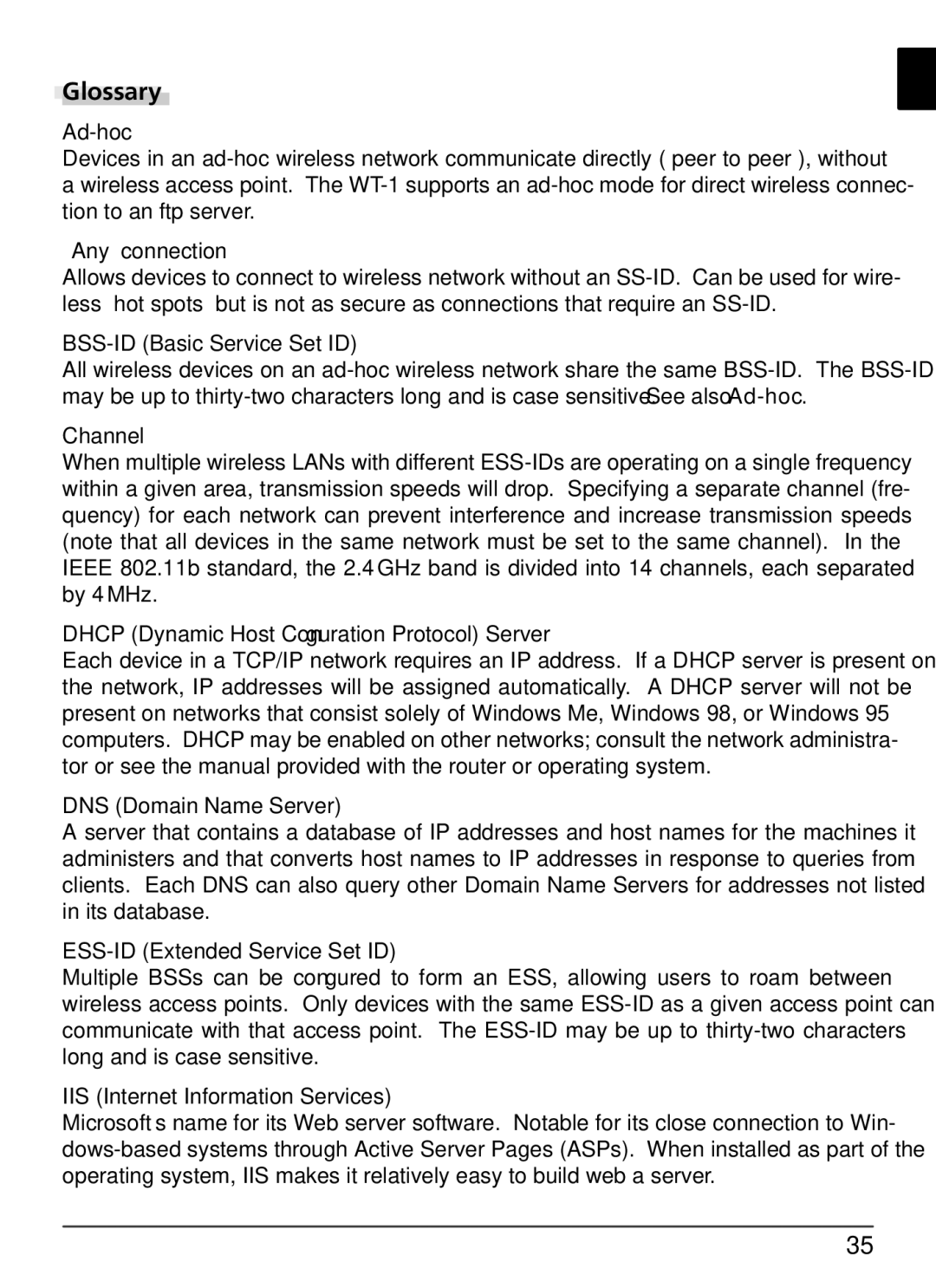 Nikon WT-1 user manual Glossary 