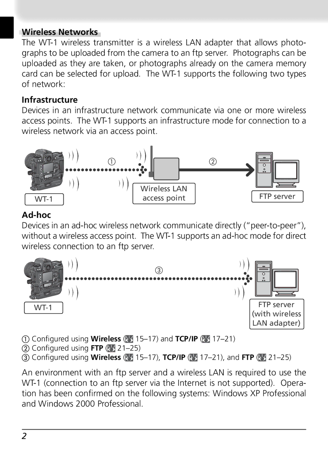 Nikon WT-1 user manual Wireless Networks, Infrastructure, Ad-hoc 