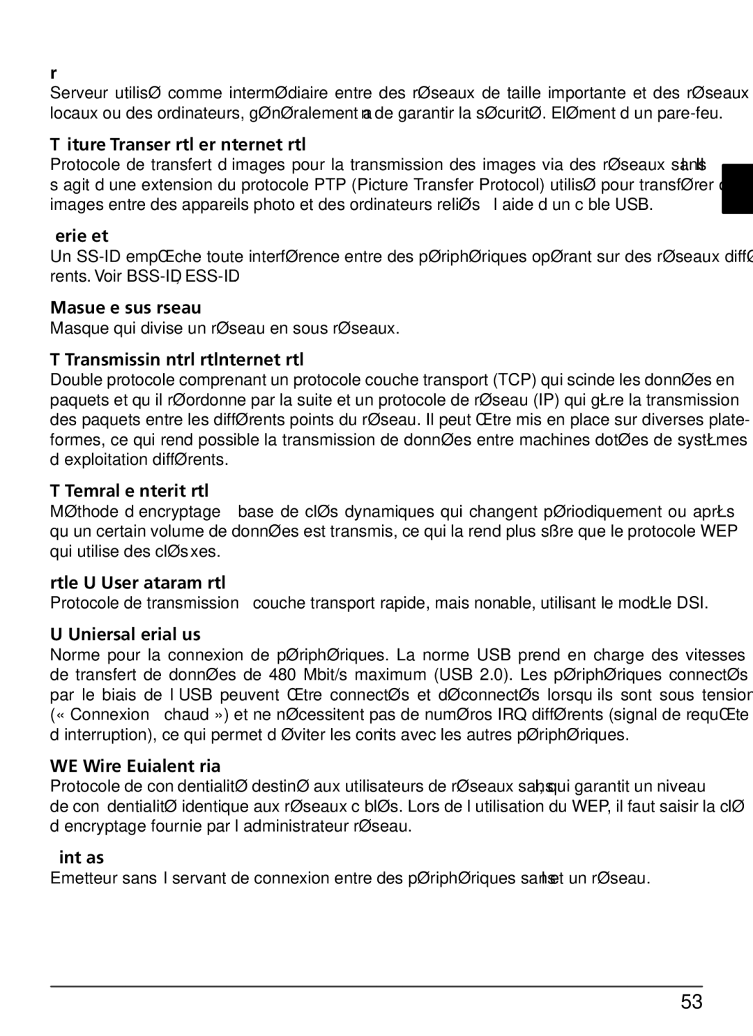 Nikon WT-2 user manual Masque de sous réseau, Protocole UDP User Datagram Protocol, Point d’accès 