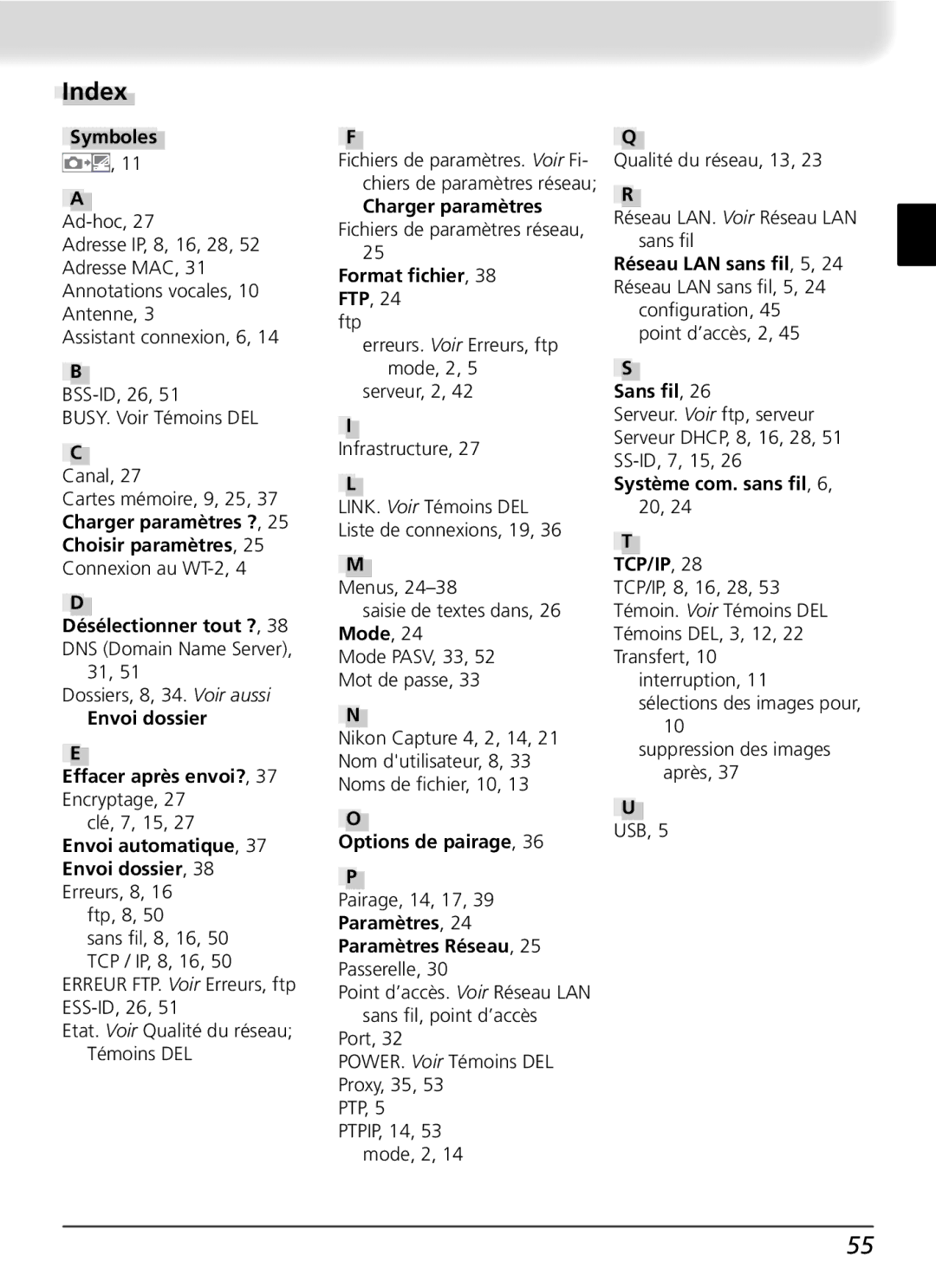 Nikon WT-2 user manual Symboles 