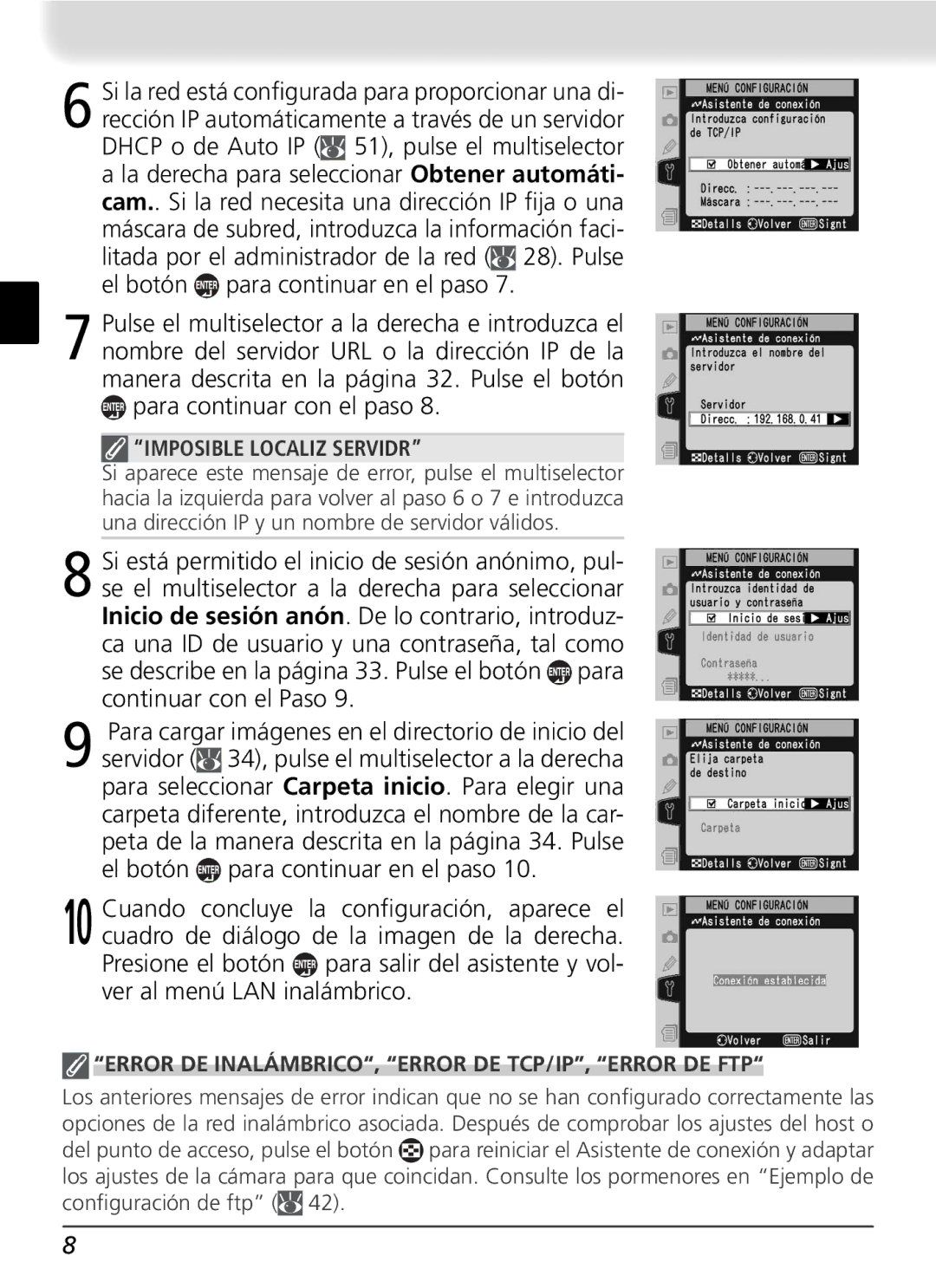 Nikon WT-2 user manual Para continuar con el paso 