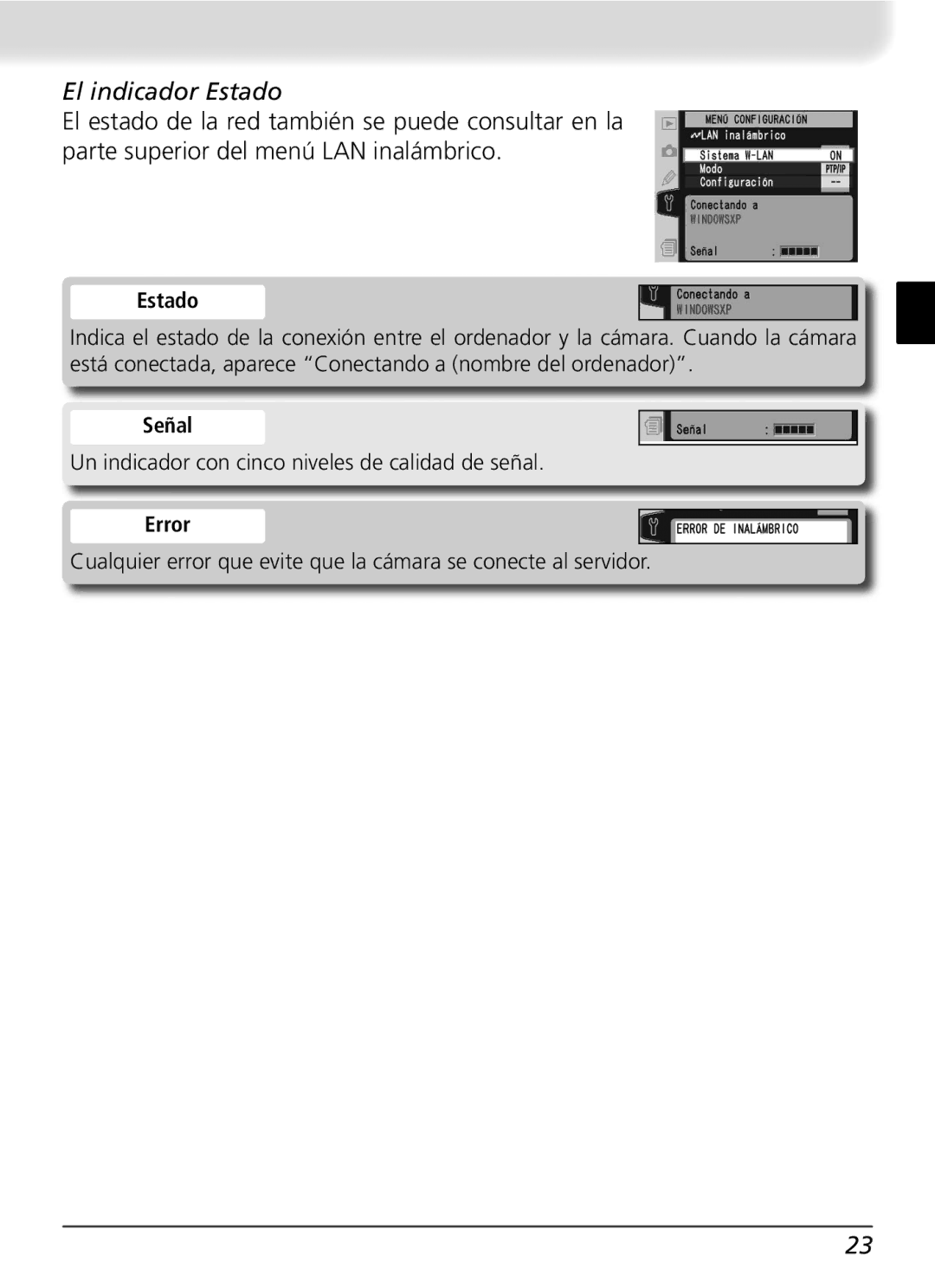 Nikon WT-2 user manual El indicador Estado 