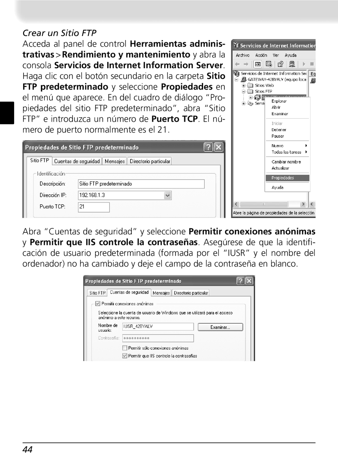 Nikon WT-2 user manual Crear un Sitio FTP 