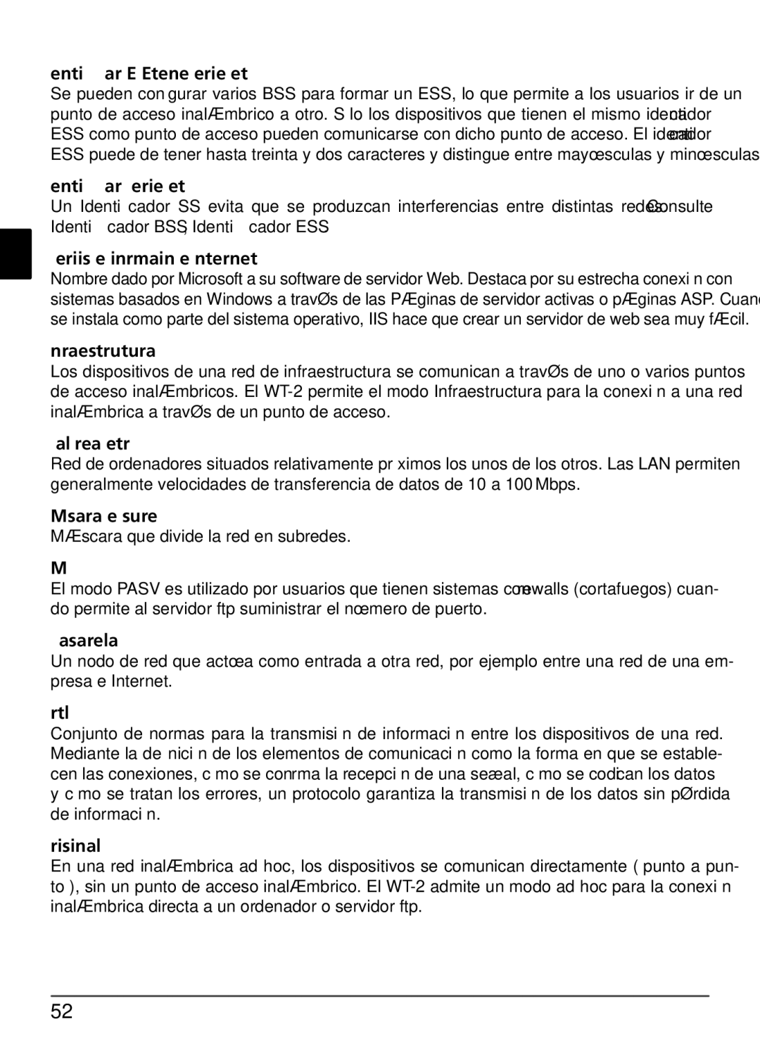 Nikon WT-2 Identiﬁcador ESS Extended Service Set, Identiﬁcador SS Service Set, IIS Servicios de información de Internet 