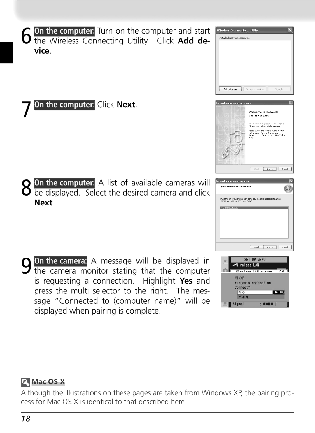 Nikon WT-2 user manual On the computer Click Next, Mac OS 