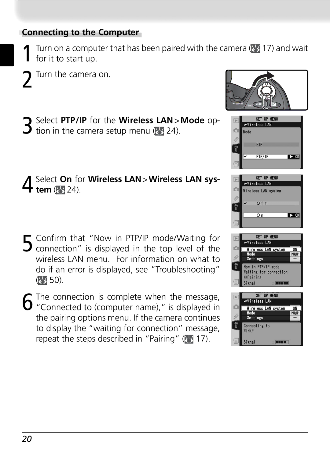 Nikon WT-2 user manual Connecting to the Computer 