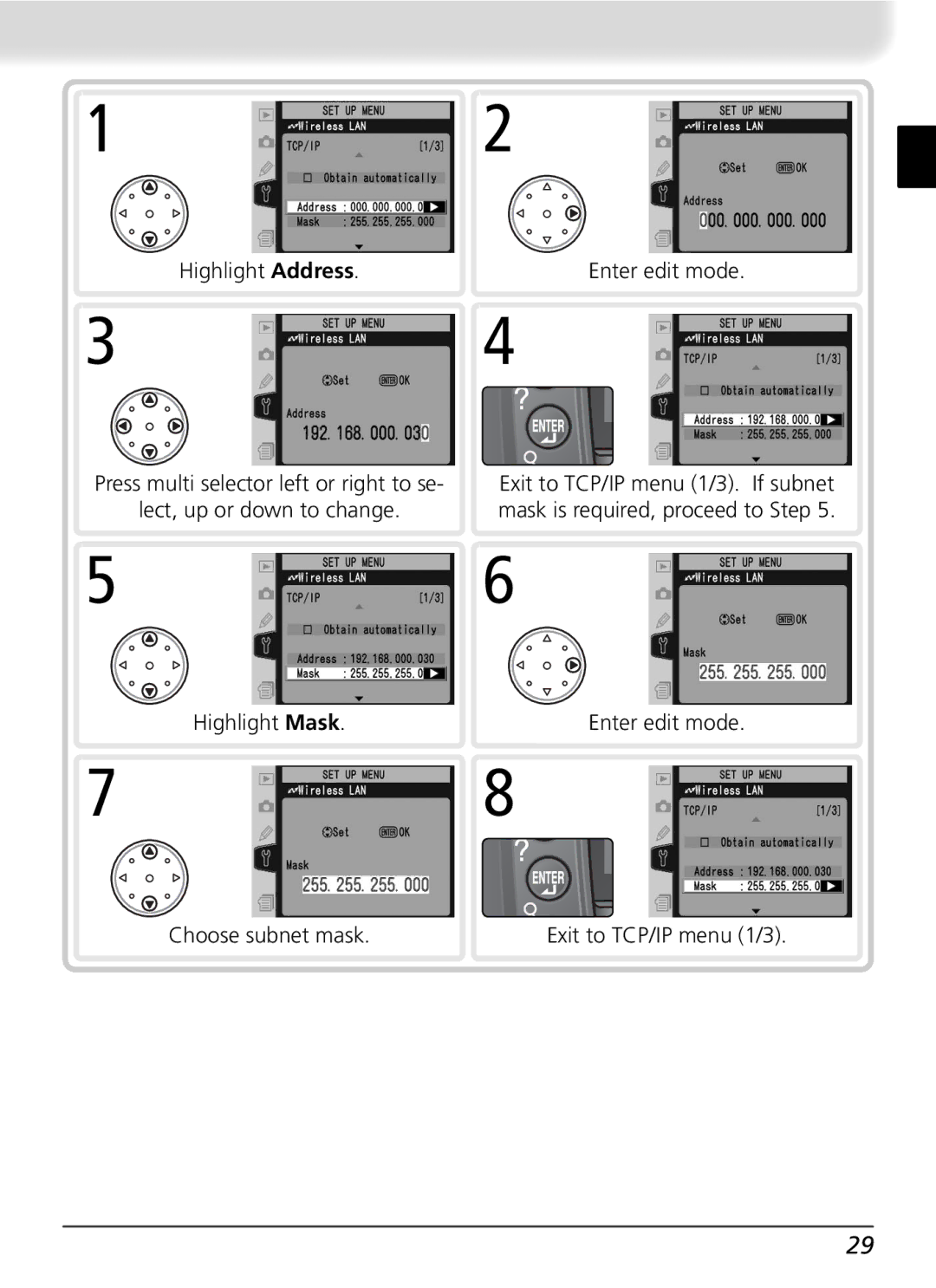 Nikon WT-2 user manual Highlight Mask, Choose subnet mask 