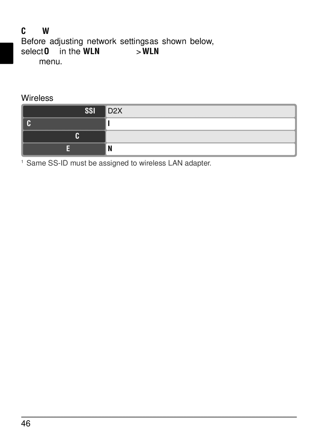 Nikon user manual Conﬁguring the WT-2, Communication mode Infrastructure Channel Encryption None 