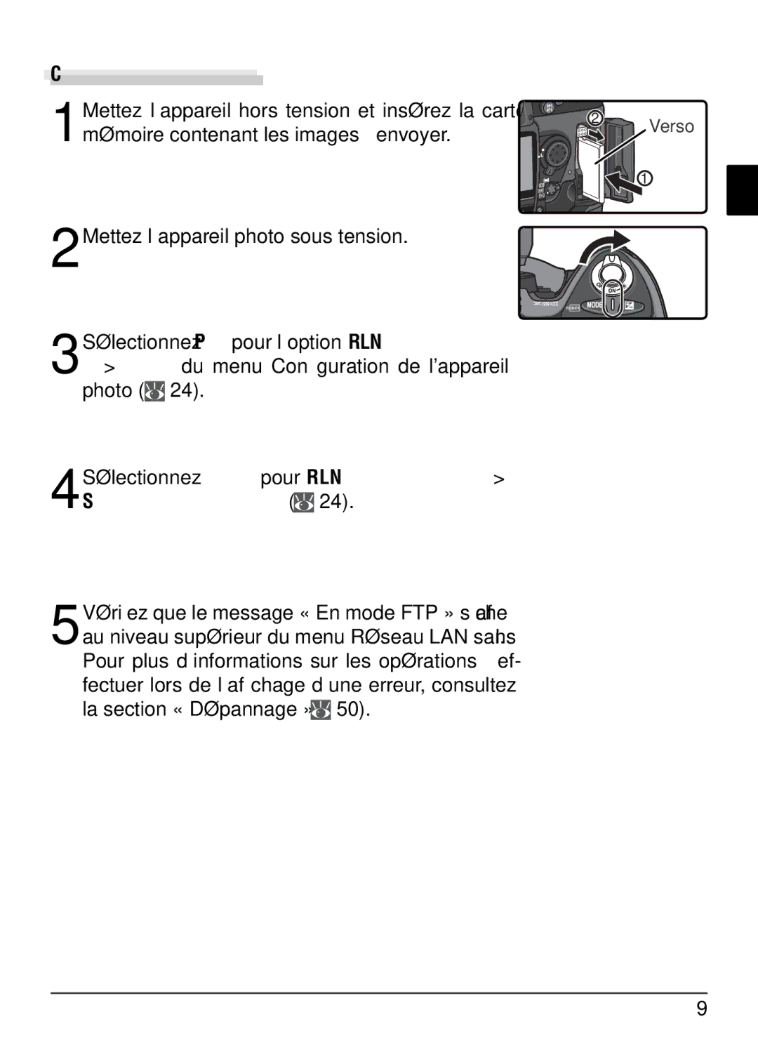 Nikon WT-2 user manual Mémoire contenant les images à envoyer, Verso 