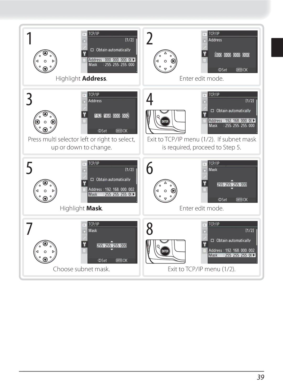 Nikon WT-3 user manual Highlight Address 