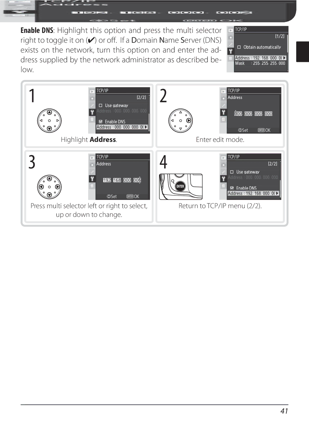 Nikon WT-3 user manual Highlight Address 