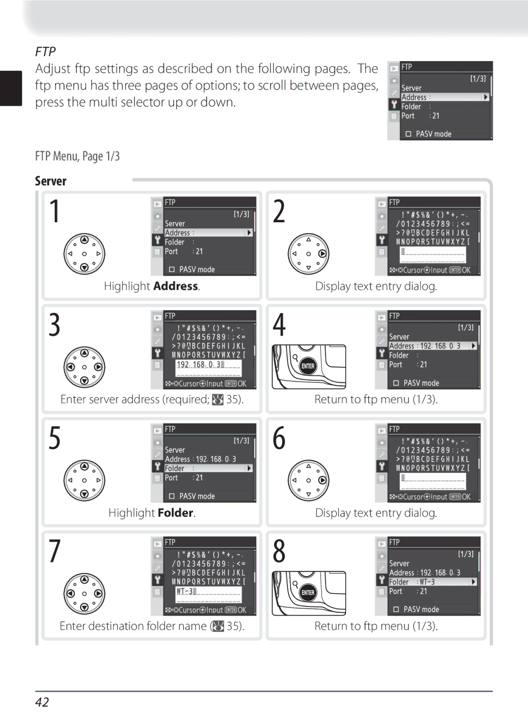 Nikon WT-3 user manual Server, Highlight Folder 