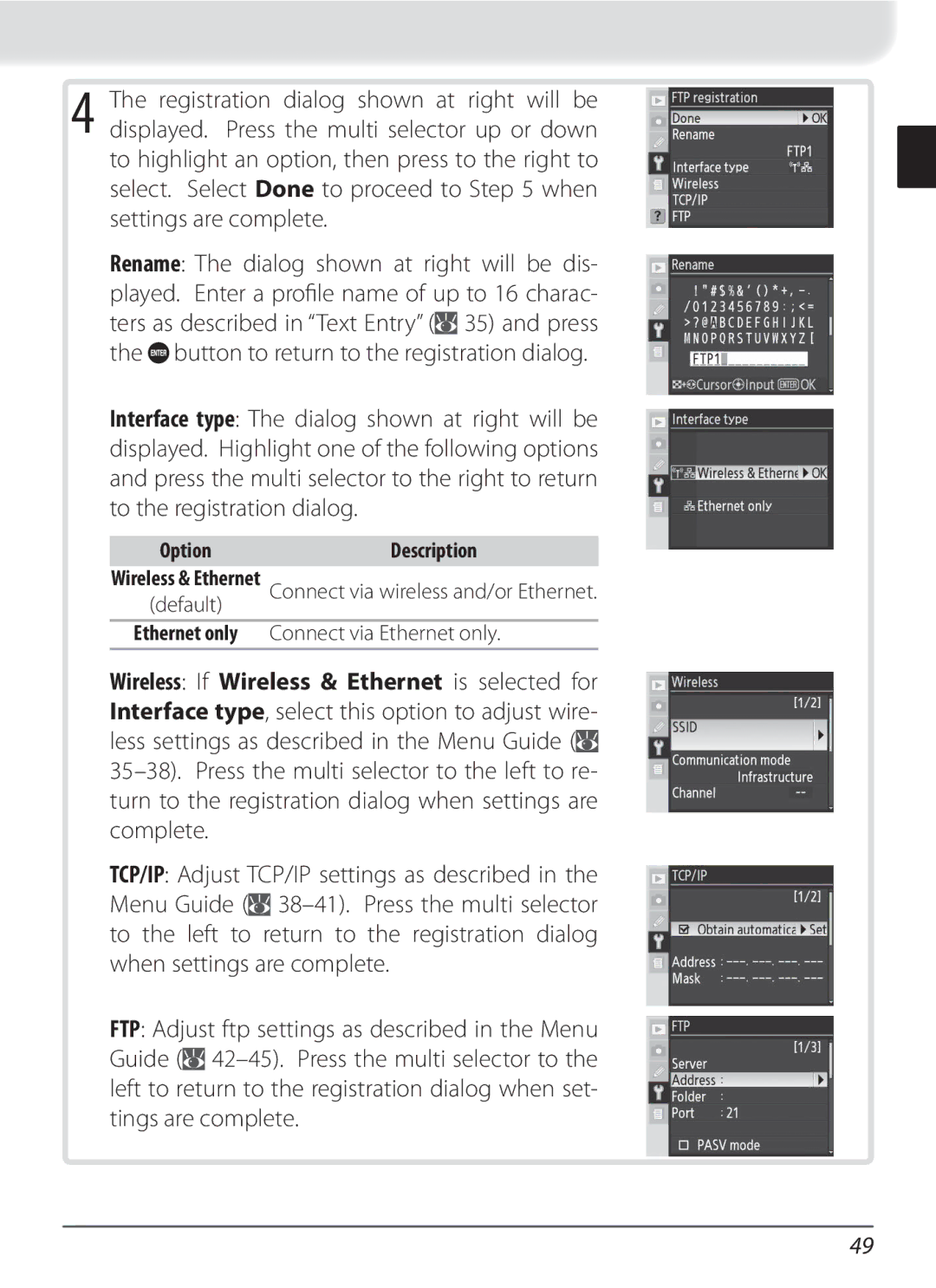 Nikon WT-3 user manual OptionDescription 