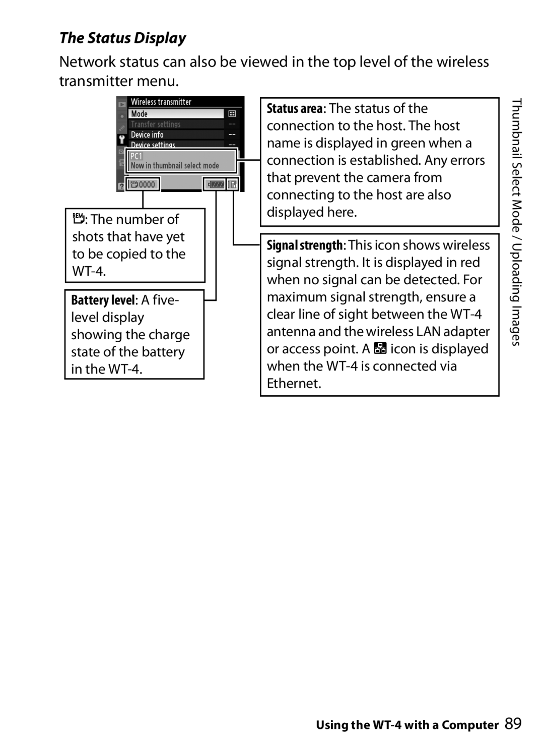 Nikon user manual Number of shots that have yet to be copied to the WT-4 