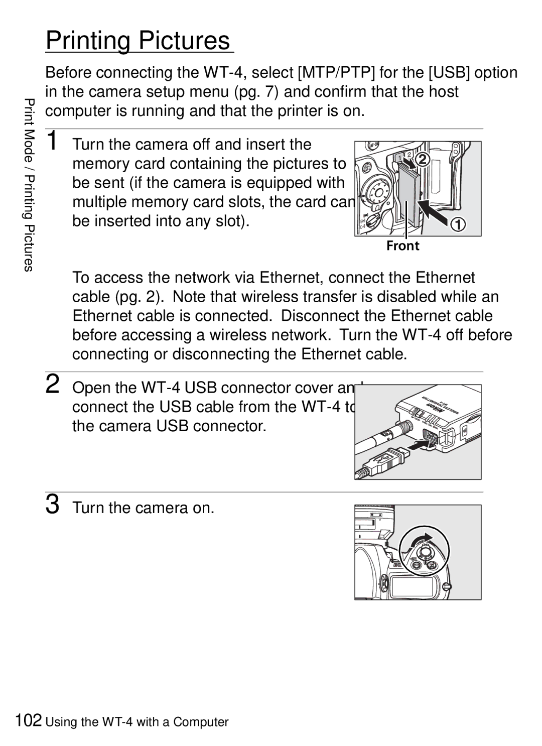 Nikon WT-4 user manual Printing Pictures 