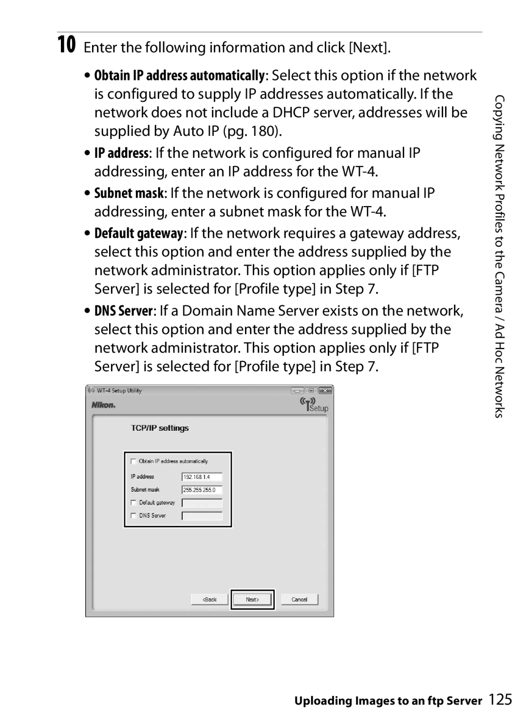 Nikon WT-4 user manual Enter the following information and click Next 