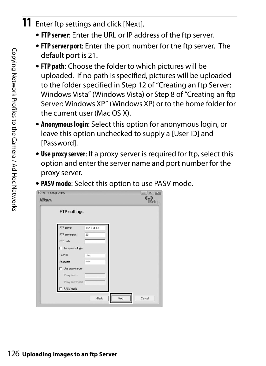 Nikon WT-4 user manual Uploading Images to an ftp Server 