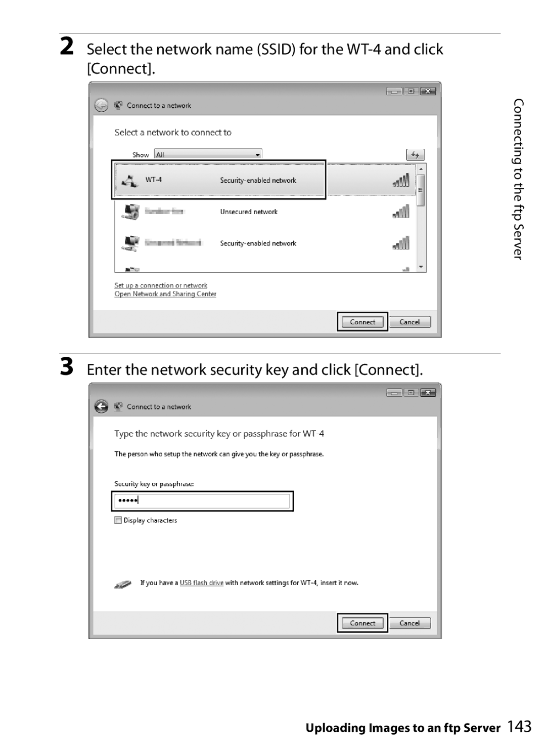 Nikon user manual Select the network name Ssid for the WT-4 and click Connect 