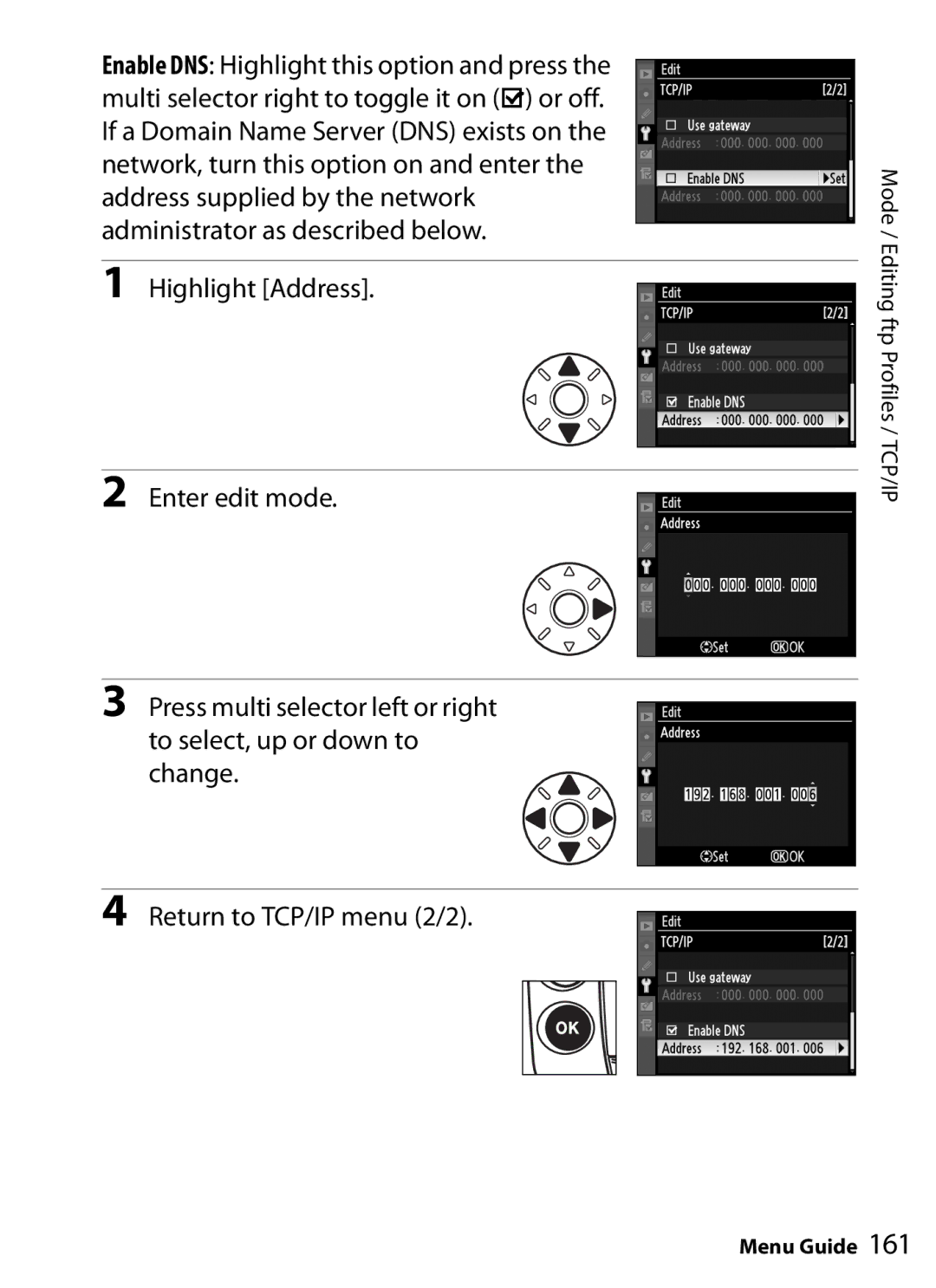 Nikon WT-4 user manual Menu Guide 