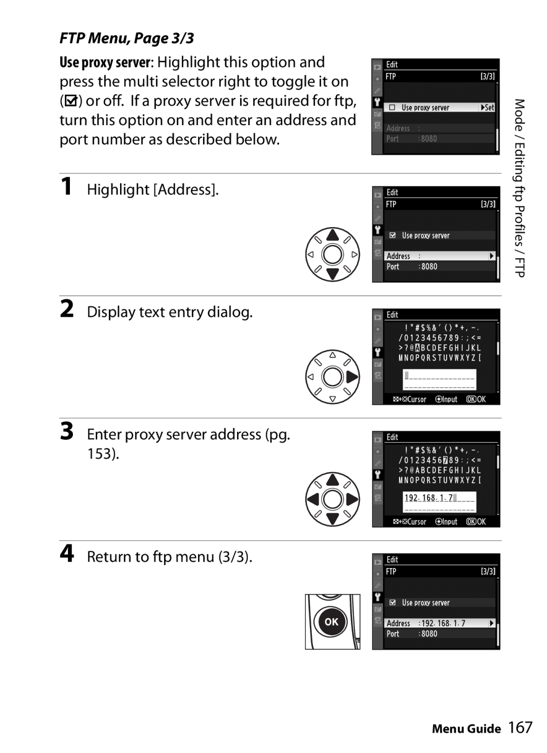 Nikon WT-4 user manual FTP Menu, Page 3/3 