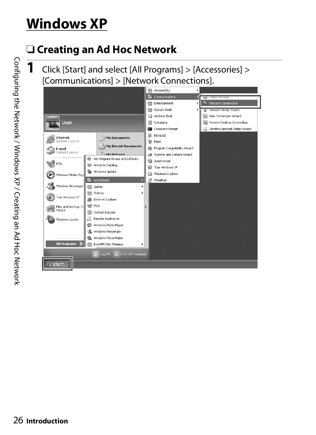 Nikon WT-4 user manual Windows XP, Creating an Ad Hoc Network 