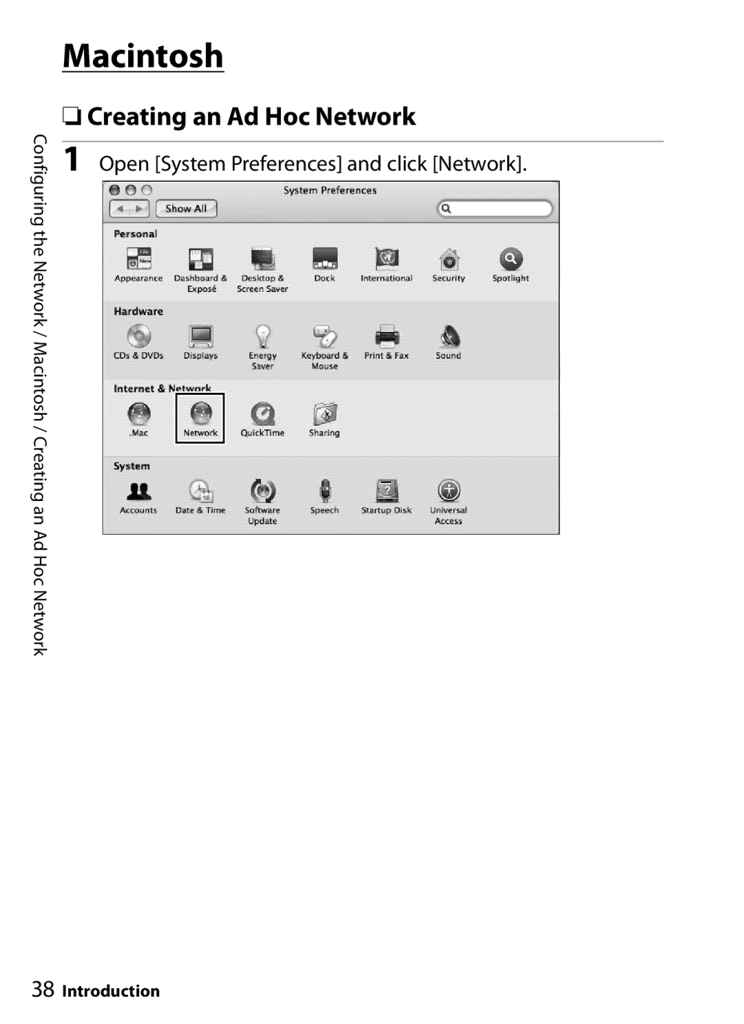 Nikon WT-4 user manual Macintosh, Creating an Ad Hoc Network 