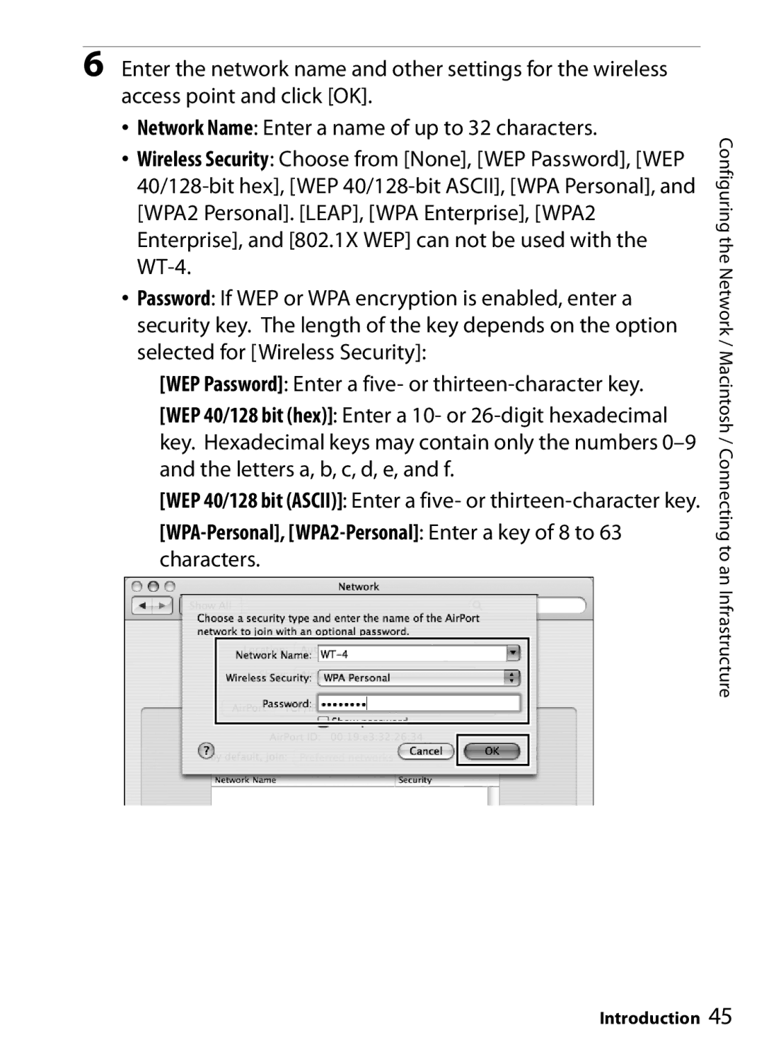 Nikon WT-4 user manual WEP 40/128 bit Ascii Enter a five- or thirteen-character key 