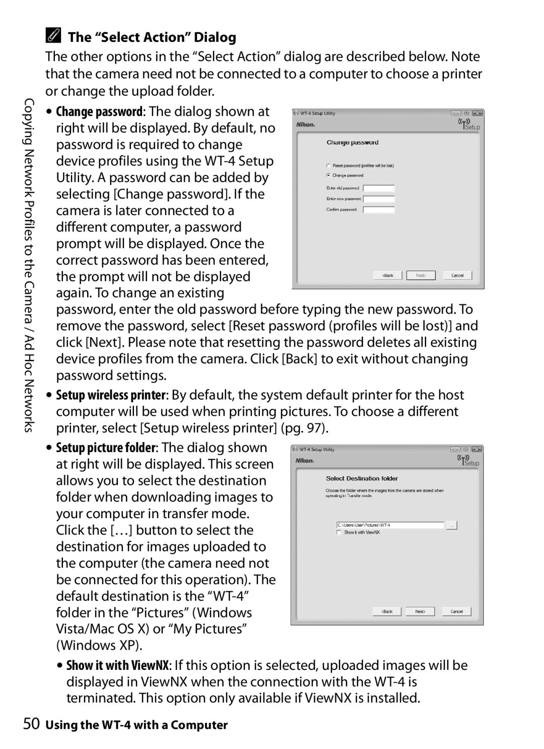 Nikon WT-4 user manual Select Action Dialog 