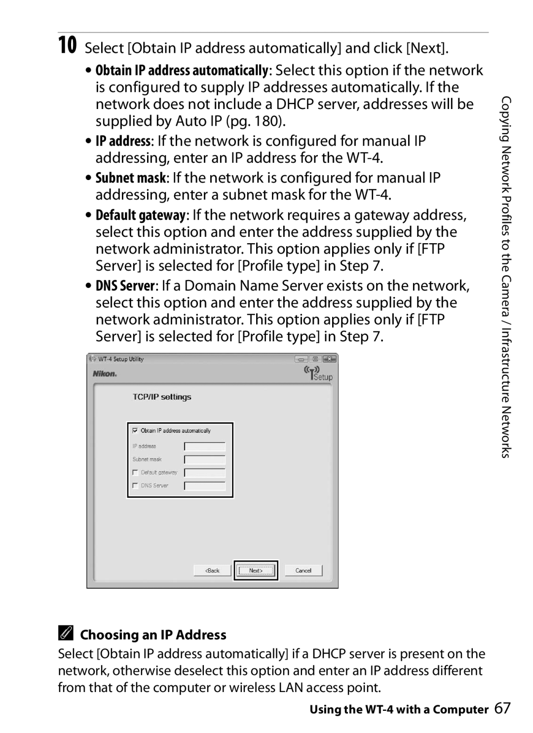 Nikon WT-4 user manual Choosing an IP Address 