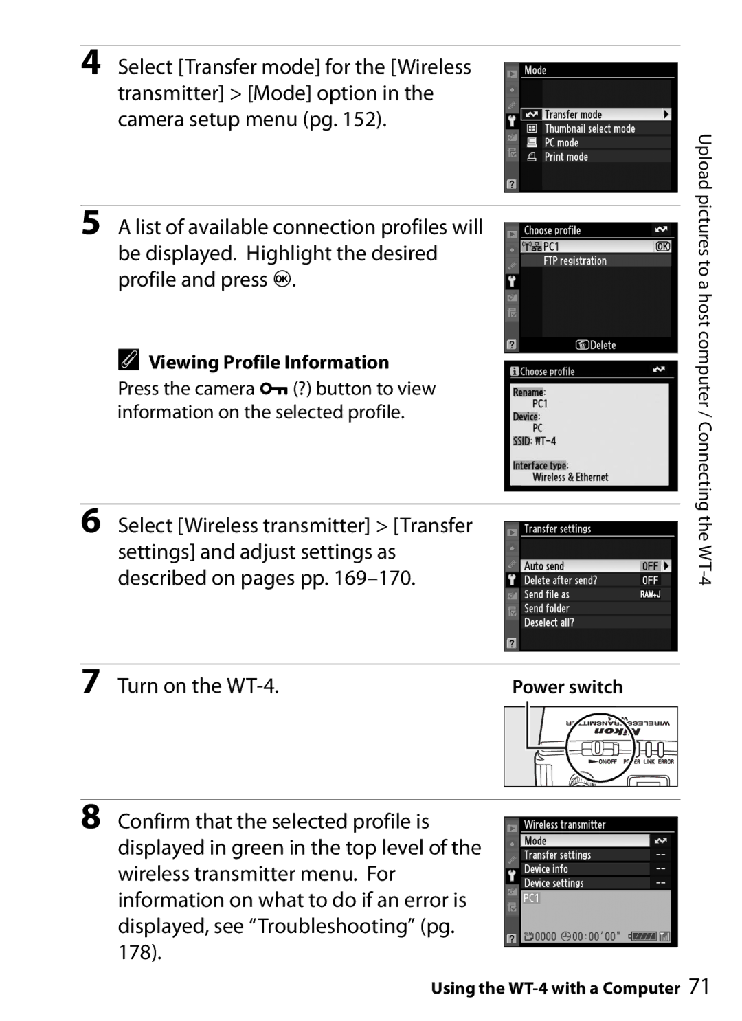 Nikon WT-4 user manual Power switch 