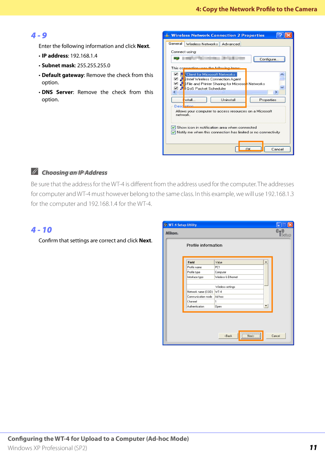 Nikon WT-4 manual Choosing an IP Address 