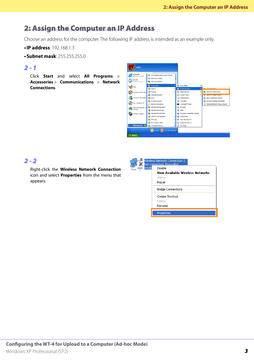 Nikon WT-4 manual Assign the Computer an IP Address 