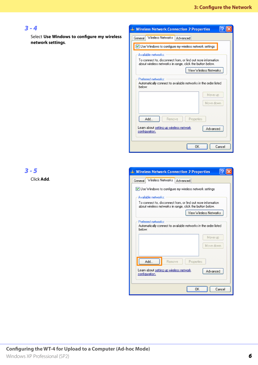 Nikon WT-4 manual Select Use Windows to configure my wireless network settings 