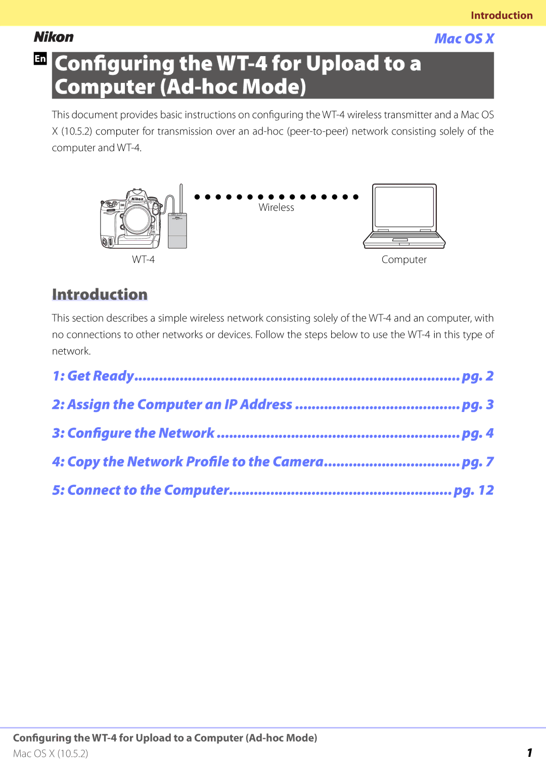 Nikon WT-4 manual Introduction 