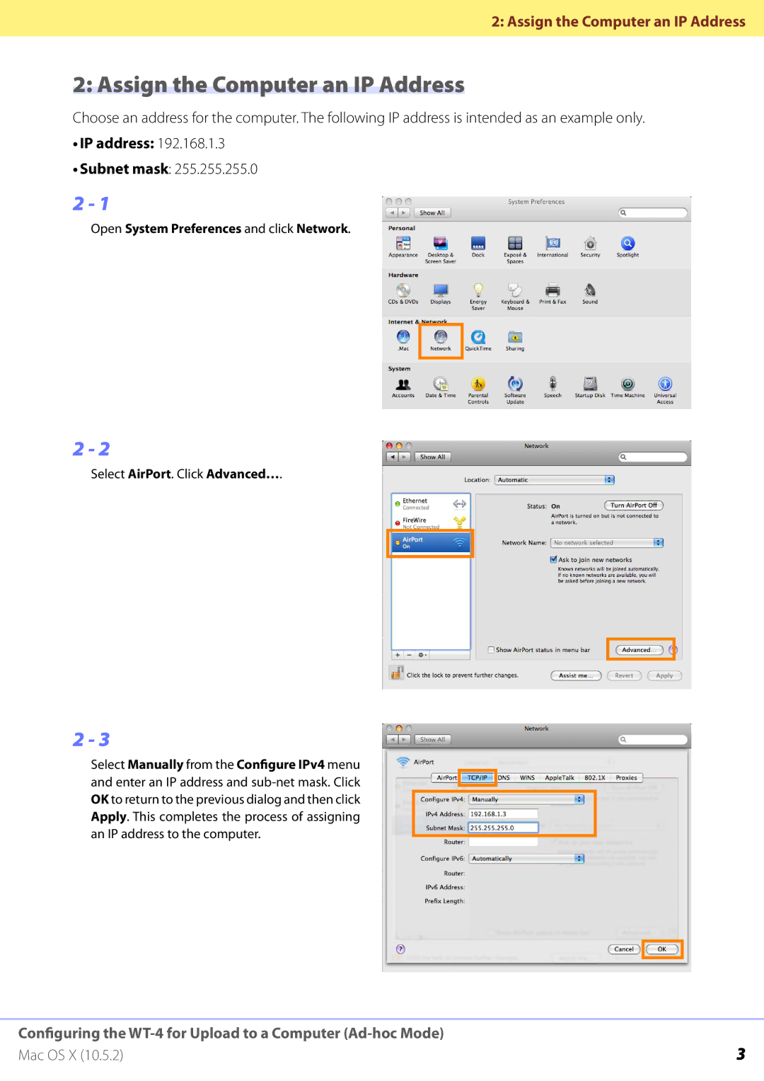 Nikon WT-4 manual Assign the Computer an IP Address, IP address 