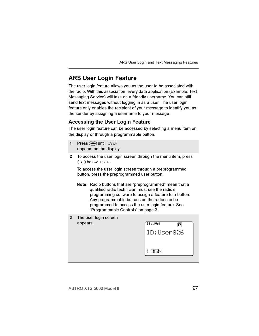 Nikon XTS-5000 manual ARS User Login Feature, Accessing the User Login Feature 