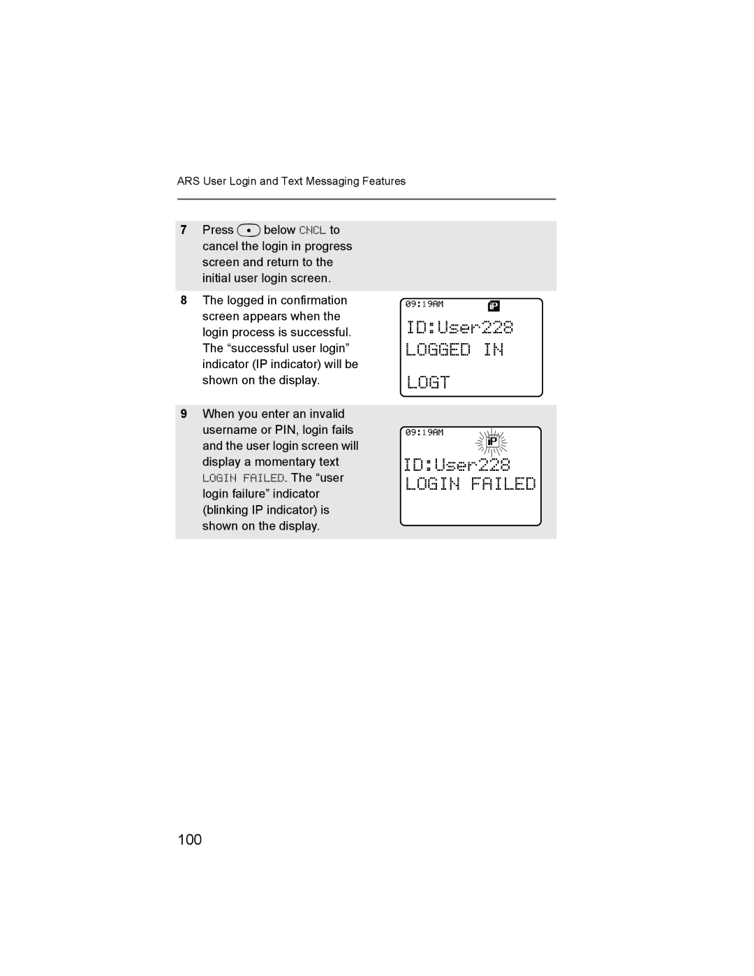 Nikon XTS-5000 manual Login Failed, 100 