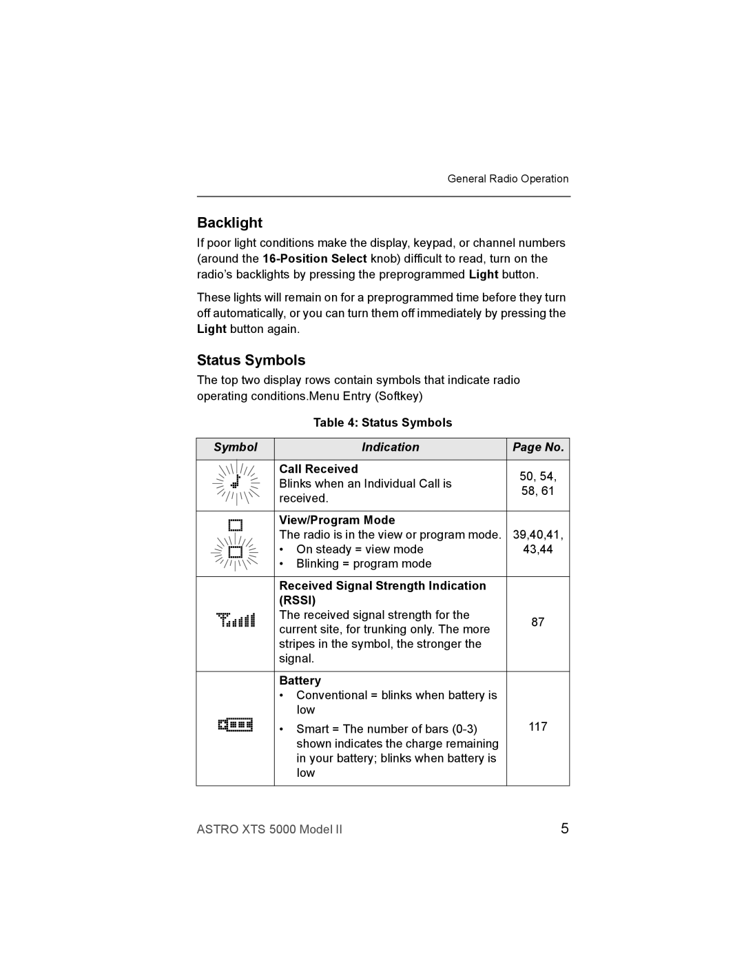 Nikon XTS-5000 manual Backlight, Status Symbols 