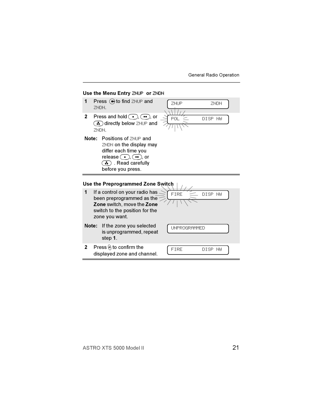 Nikon XTS-5000 manual Use the Menu Entry Znup or Zndn, Use the Preprogrammed Zone Switch 