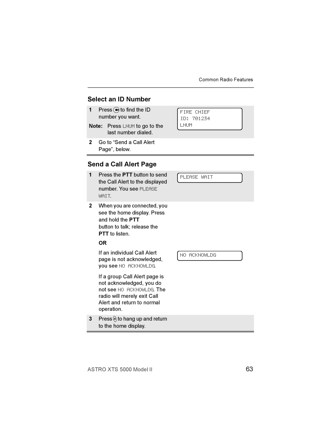 Nikon XTS-5000 manual Select an ID Number, Send a Call Alert 