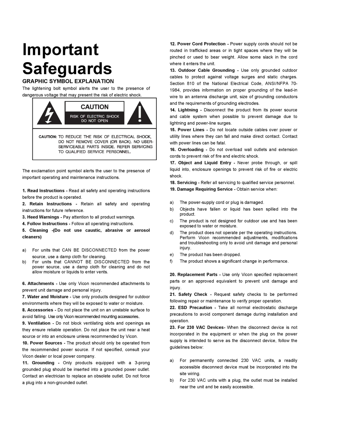 Nikon XX152-02-00 specifications Safeguards, Graphic Symbol Explanation 