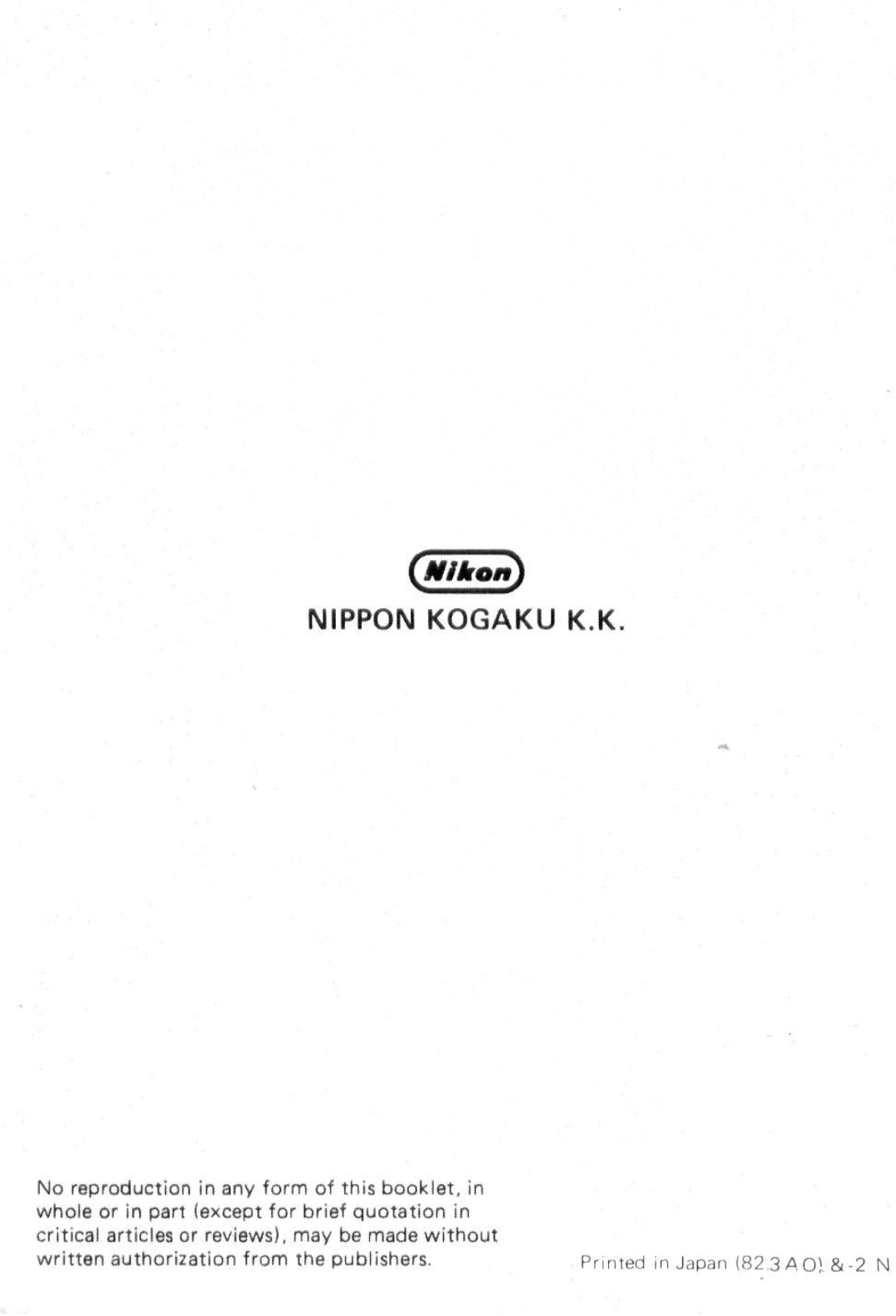 Nikon Zoom-Nikkor 25-50mm f/4 instruction manual Nikon, Nippon Kogaku K.K 