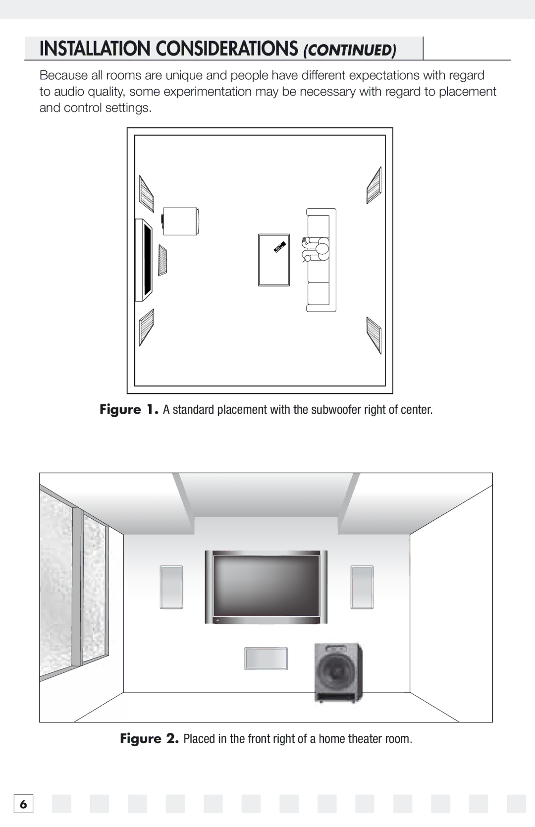 Niles Audio 15SW manual Standard placement with the subwoofer right of center 